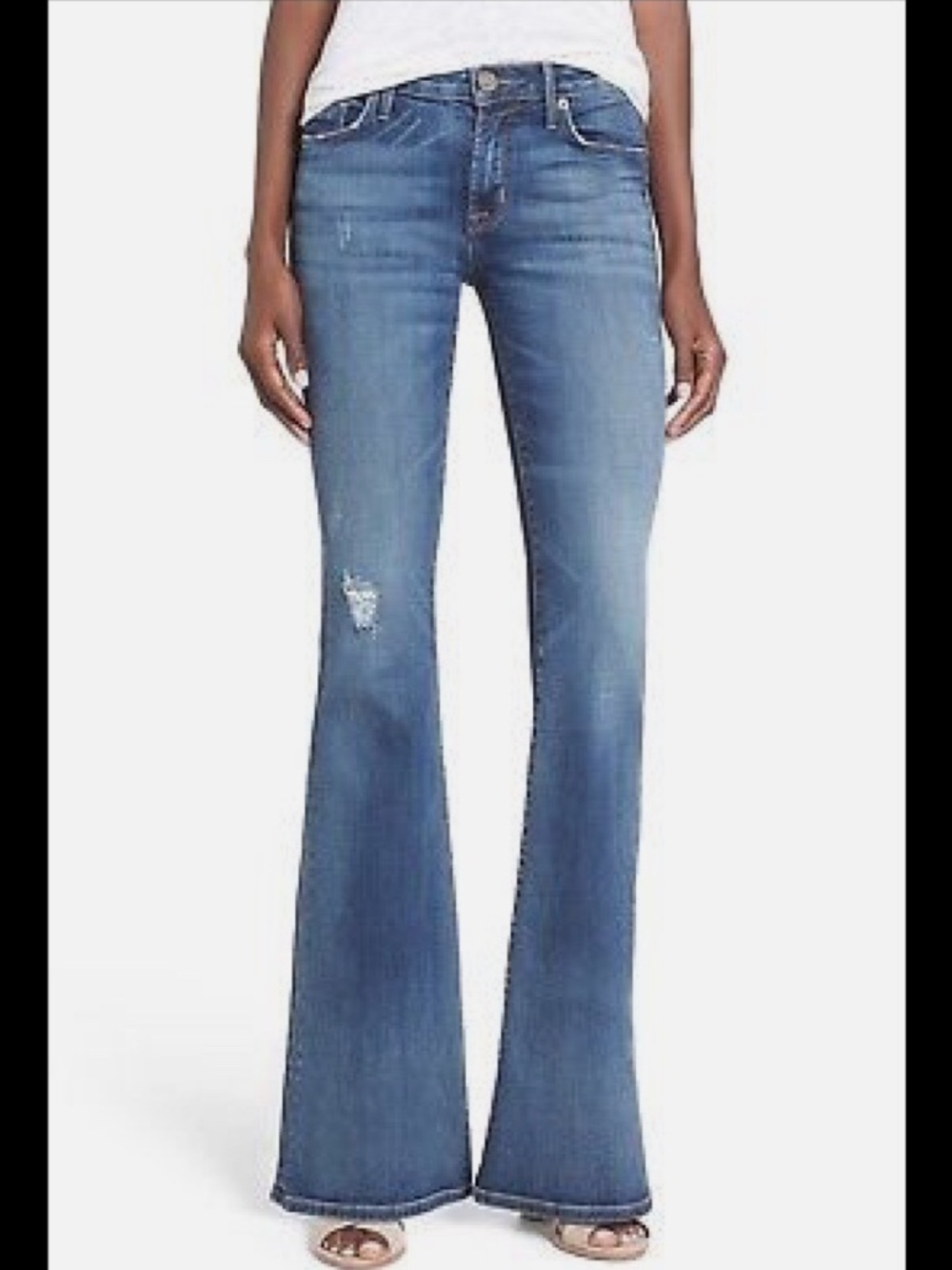 Hudson Mia 5 Pocket Mid Rise Flare in Bead 29